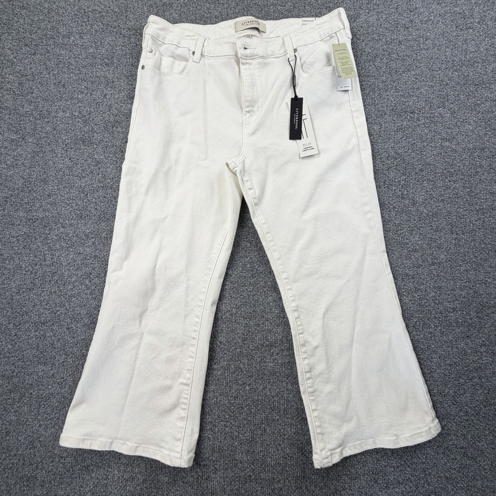 Liverpool Los Angeles White Crop Flare Jeans Petite 14/32 NWT